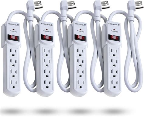 AmazonCommercial Power Strip Surge Protector, 4 PACK, White