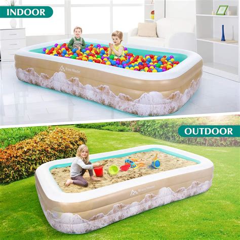 Brace Master Inflatable Swimming Pool, Blow Up Pool, 92" x 56" x 22" Family Kiddie Pools, Ages 3+, Full-Sized Inflatable Pool for Kids, Adults, Outdoor, Garden, Backyard, Green
