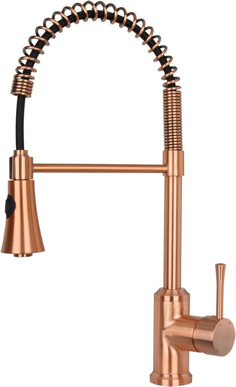 Copper Single Handle Pull-Down Copper Kitchen Faucet with Spring Spout-Akicon