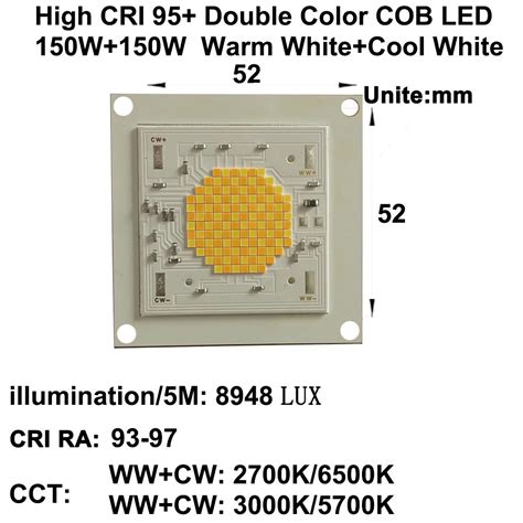 Black Friday - 50% OFF DIY LED U-Home High CRI 95+ RA (95-98) High Power Density COB LED Daylight White 5600K 54-56V 5A 300W (Recommendation Limit to 280W) 30000lm