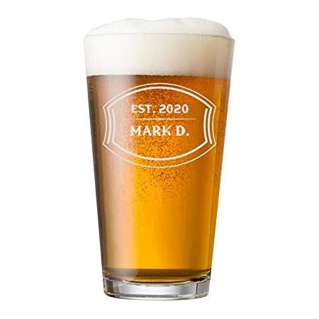 Etched Monogram 16oz Pint Glass for Beer or Soda (Letter C)