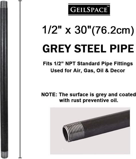 GeilSpace 1" × 30" Heavy Duty Pre-Cut Grey Metal Pipe, Industrial Steel Fits Standard One Inch Threaded Pipes and Fittings - Vintage DIY Industrial Furniture (1" x 30", Grey)
