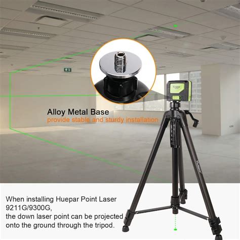 Huepar Tripod 1.6m/5.2ft Flat Head Aluminum Tripod for Laser Level, with Handle and Bubble Level, with 5/8"-11 Male Thread and 1/4"-11 Screw Adapter, Carrying Bag Included - TPD16