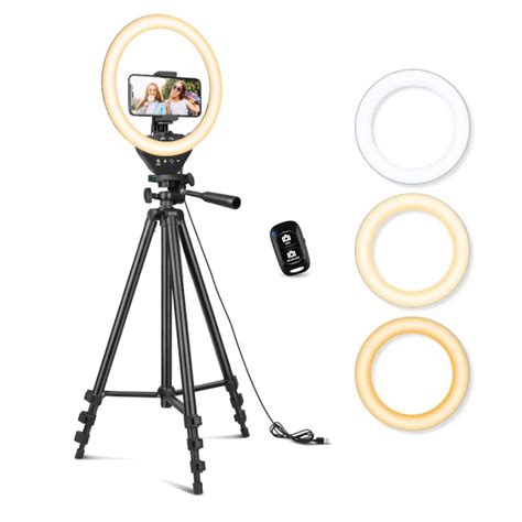 Black Friday - 80% OFF LED Ring Light 10" with Tripod Stand & Phone Holder for Live Streaming & YouTube Video, Dimmable Desk Makeup Ring Light for Photography, Shooting with 3 Light Modes & 10 Brightness Level