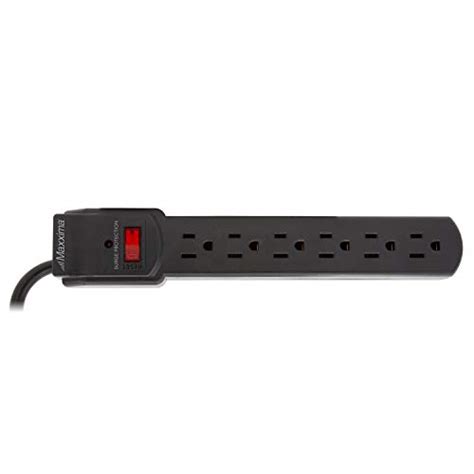 Maxxima 6 Outlet Power Strip Surge Protector 300 Joules, 2FT Cord, Switch (4 Pack)