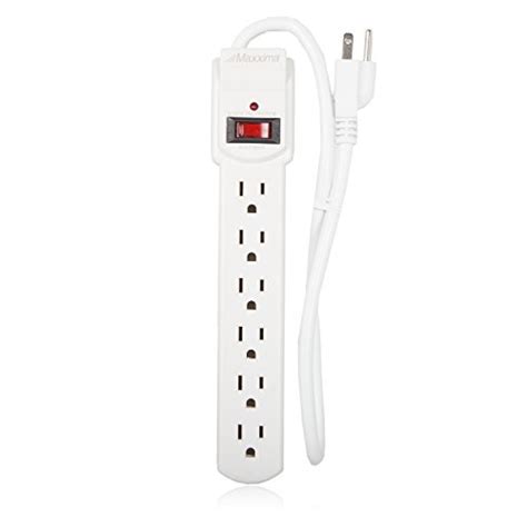 Maxxima 6 Outlet Power Strip Surge Protector 300 Joules, 2FT Cord, Switch (4 Pack)