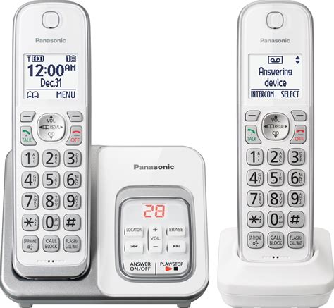 Panasonic Expandable Cordless Phone System with Answering Machine and Call Block - 3 Cordless Handsets - KX-TGD533W (White/Silver)