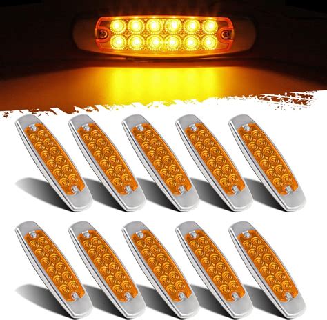 Greatest Product Partsam 10x 6" Rectangle Amber Led Side Marker and Clearance Trailer Lights 21LED w Reflectors Waterproof Sealed Rectangular Led trailer lights Turn Signal and Parking Lights 3 Wires Surface Mount