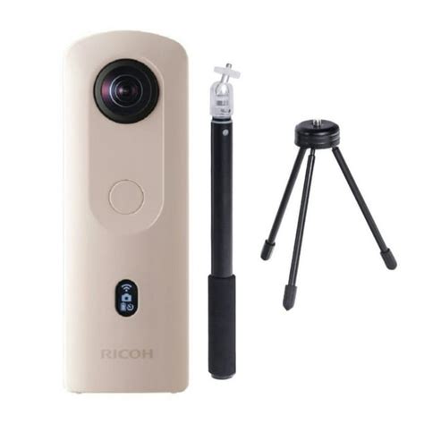 Ricoh Theta SC2 BEIGE 360°Camera 4K Video with Image Stabilization High Image Quality High-Speed Data Transfer Beautiful Portrait Shooting with Face Detection Thin & Lightweight For iPhone, Android