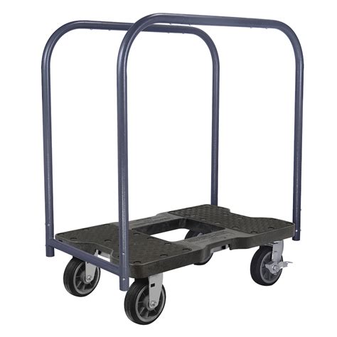 SNAP-LOC 1500 LB Panel CART Dolly Black with Steel Frame, 4 inch Casters, Panel Bars and Optional E-Strap Attachment