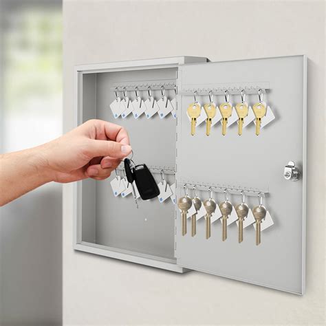 Steel Key Cabinet Security Box Wall Mount with Key Lock and Radom Color Key Tags-Holds 100 Keys