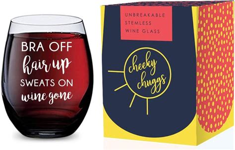 Get Special Price Stemless Wine Glass for Women (Bra Off Hair Up Sweats On Wine Gone) Made of Unbreakable Tritan Plastic and Dishwasher Safe - 16 ounces