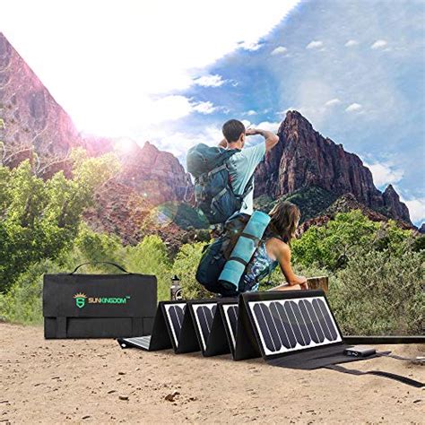 Get Special Price Sunkingdom Solar Charger 60W Portable Solar Panel Charger with 5V USB 18V DC Dual Output Waterproof Camping Foldable Solar Charger for Cell Phone Tablet GPS iPhone iPad Camera Electronic Device