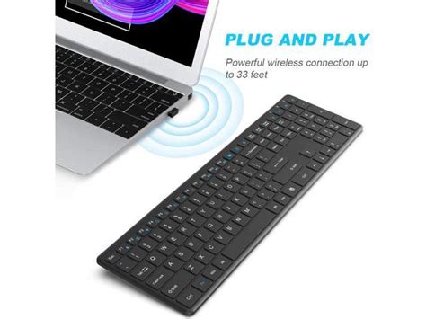 Wireless Keyboard, WisFox 2.4G Ultra Slim Rechargeable Computer Keyboard, Ergonimic Keyboard with Number Pad for Laptop, Computer, Desktop, PC, Windows 7/8/10/XP/2000/Vista, Mac