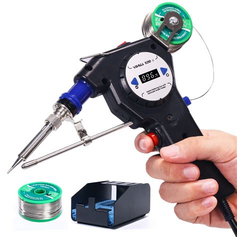 Best Seller YIHUA 929D-I Motorized Automatic Feed Soldering Gun with Variable Precise Temp (392 - 842°F), On-off Switch, Temp Adjustment Dial for Single-Handed soldering work, Wire Splicing, Wire-to-switch