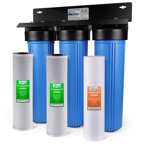 iSpring WGB32B-PB 3-Stage Whole House Water Filtration System w/ 20-Inch Sediment, Carbon Block, and Lead Reducing Filter